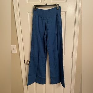 Lotus and Luna wide leg cotton pants, cobalt blue, with pockets. New with tags.